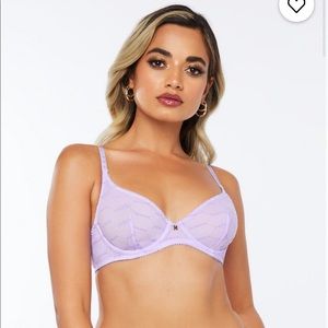 Flocked Logo Unlined Bra Lavender